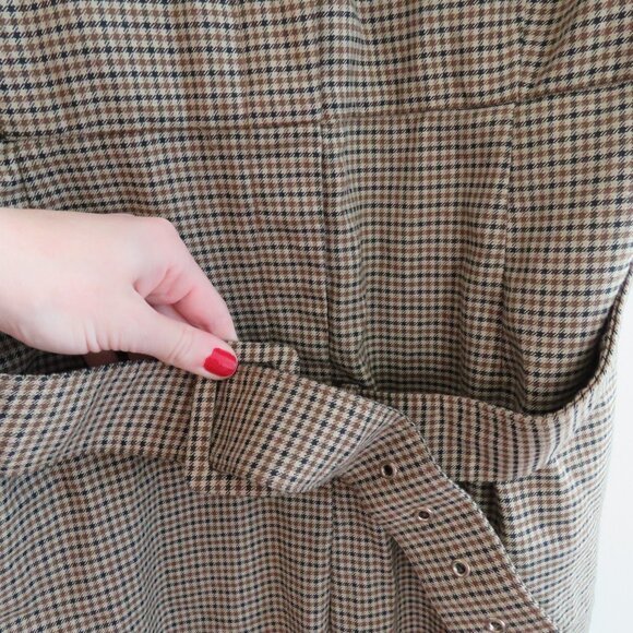 ELOQUII Belted Wide Leg Sleeveless Jumpsuit in Tan Plaid - Size US 24 - Picture 9 of 15